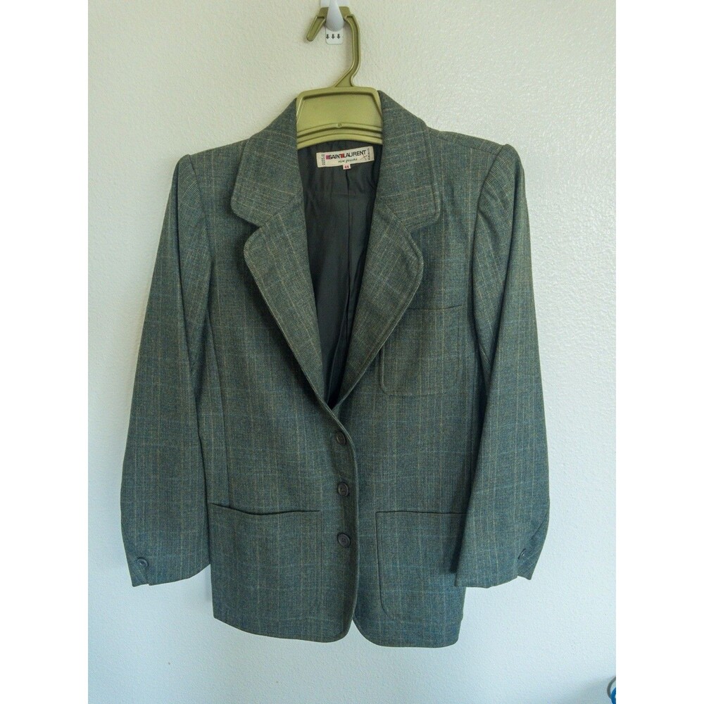 Vintage Yves Saint Laurent Rive Gauche Sage Green Blazer Jacket Women’s 44
